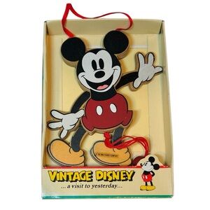 Vintage Walt Disney Mickey Mouse Kurt S Adler Wooden Christmas Ornament W4745